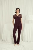Arias Closet Kısa Kollu ve Dantelli V Yaka Pijama Takımı