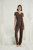 Arias Closet Kısa Kollu ve Dantelli V Yaka Pijama Takımı