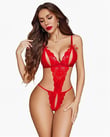 Arias Closet Özel Bölgesi Açık Göğüs Detaylı Kırmızı Fantezi Body