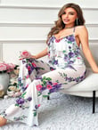 Arias Closet Özel Tasarım Büyük Beden Çiçek Desenli Fırfırlı 2'li Pijama Takımı