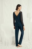 Arias Closet Sırt Dekolteli Uzun Kollu Tüllü ve Dantelli Pijama Takımı