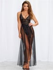 Arias Closet Siyah Belden Bağlamalı Dantelli Body Gecelik