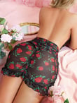 Arias Closet Siyah Dantel İşlemeli Gül Desenli Mini Fantezi Gecelik