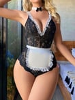 Arias Closet Siyah Dantel İşlemeli Kurdelalı Fransız Hizmetçi Kostümü