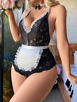 Arias Closet Siyah Dantel İşlemeli Kurdelalı Fransız Hizmetçi Kostümü