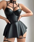Arias Closet Siyah Fantezi Parlak Deri Şık Club Elbise