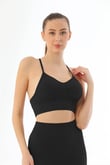 Arias Closet Siyah MI Emay 3921 Soft Seamless Ripli Tayt Yoga Takımı