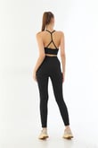 Arias Closet Siyah MI Emay 3921 Soft Seamless Ripli Tayt Yoga Takımı