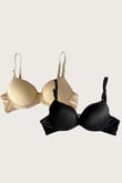 Arias Closet Siyah-Ten 2'li Mikro Kumaş Push Up Dolgulu Balenli Günlük Destekli Sütyen