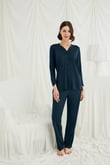 Arias Closet Uzun Kollu Boydan Düğmeli V Yaka Pijama Takımı