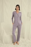 Arias Closet Uzun Kollu Boydan Düğmeli V Yaka Pijama Takımı
