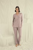 Arias Closet Uzun Kollu Boydan Düğmeli V Yaka Pijama Takımı