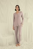 Arias Closet Uzun Kollu Boydan Düğmeli V Yaka Pijama Takımı