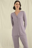Arias Closet Uzun Kollu Boydan Düğmeli V Yaka Pijama Takımı