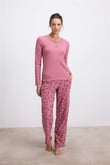 Arias Closet Uzun Kollu T-Shirt ve Desenli Pantolon Pijama Takımı