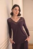 Arias Closet Uzun Kollu ve Dantelli Pijama Takımı
