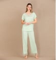 Arias Closet Viskon Şık Tasarım Dantel İşlemeli Açık Yeşil Kısa Kol Pijama Takımı
