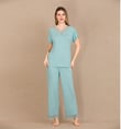 Arias Closet Viskon Şık Tasarım Dantel İşlemeli Mint Yeşil Kısa Kol Pijama Takımı