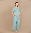 Arias Closet Viskon Şık Tasarım Dantel İşlemeli Mint Yeşil Kısa Kol Pijama Takımı