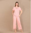 Arias Closet Viskon Şık Tasarım Dantel İşlemeli Açık Pembe Kısa Kol Pijama Takımı