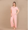 Arias Closet Viskon Şık Tasarım Dantel İşlemeli Açık Pembe Kısa Kol Pijama Takımı