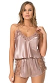 Arias Closet Vizon Saten Babydoll Şort Takımı