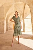 Arias Closet Yaprak Desenli Kısa Kollu Elbise