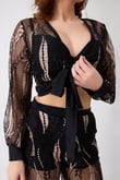 BRALET SÜTYEN TRANSPARAN GÖMLEK VE PANTOLON TAKIM SİYAH (MGP32486)
