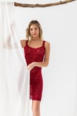 DEVORE TRANSPARAN BABYDOLL STRİNG TAKIM BORDO (MGP31842)