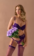 HAFİF DESTEKLİ SÜTYEN, STRİNG , JARTİYER VE ÇORAP TAKIM MENEKŞE (MGP32222)