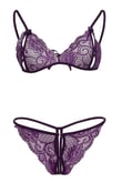 Mor Dantelli Sütyen Ve Gstring Takımı TM2087