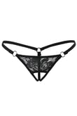 Siyah Dantelli Özel Bölgesi Açık G-String TM1167