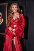 TRANSPARAN BRALET STRİNG TAKIM BORDO (MGP31632)