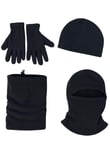 Polar Bere Eldiven Boyunluk ve Kar Maskesi - Siyah