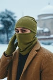 Polar Bere Eldiven Boyunluk ve Kar Maskesi - Haki