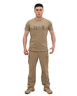 Single Sword Bisiklet Yaka Kısa Kollu Baskılı Kadın&Erkek T-Shirt (BEJ-L)