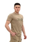 Single Sword Bisiklet Yaka Kısa Kollu Baskılı Kadın&Erkek T-Shirt (BEJ-S)