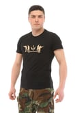 Single Sword Bisiklet Yaka Kısa Kollu Baskılı Kadın&Erkek T-Shirt (SİYAH-2XL)
