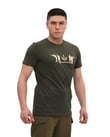 Single Sword Bisiklet Yaka Kısa Kollu Baskılı Kadın&Erkek T-Shirt (HAKİ-L)