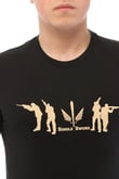 Single Sword Bisiklet Yaka Kısa Kollu Baskılı Kadın&Erkek T-Shirt (SİYAH-2XL)