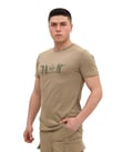 Single Sword Bisiklet Yaka Kısa Kollu Baskılı Kadın&Erkek T-Shirt (BEJ-S)