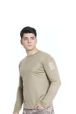 Single Sword Bisiklet Yaka Uzun Kollu  Basic&Taktik Erkek T-shirt (BEJ-M)