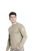 Single Sword Bisiklet Yaka Uzun Kollu  Basic&Taktik Erkek T-shirt (BEJ-L)