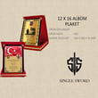 Single Sword Kırmızı Kadife ve Altın Varaklı Sırma Süslü Plaket  12 x 16