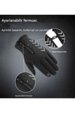 Single Sword Su Geçirmez Softshell Unisex Bisiklet, Motosiklet Eldiven Dokunmatik Kışlık Rüzgar Geçirmez Kaymaz (SİYAH-M)