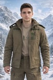 Single Sword Su&Rüzgâr Geçirmez Kapüşonlu Softshell Kışlık Erkek Mont (HAKİ-S)