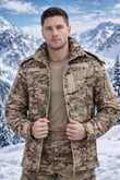 Single Sword Su&Rüzgâr Geçirmez Kapüşonlu Softshell Kışlık Erkek Mont (MULTİCAM-XL)