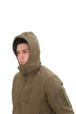 Single Sword Su&Rüzgar Geçirmez Outdoor Softshell Kışlık Erkek Mont (Kapüşonlu) (HAKİ-XL)
