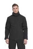 Single Sword Su&Rüzgar Geçirmez Outdoor Softshell Kışlık Erkek Mont (Kapüşonlu) (SİYAH-L)