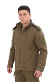 Single Sword Su&Rüzgar Geçirmez Outdoor Softshell Kışlık Erkek Mont (Kapüşonlu) (HAKİ-2XL)